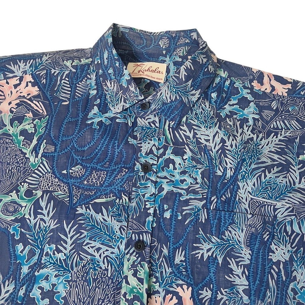 Kahala Button Down Shirt Men 2XL Multicolor Lot of 3 Aloha Tropical Fish Tiki - Picture 4 of 12